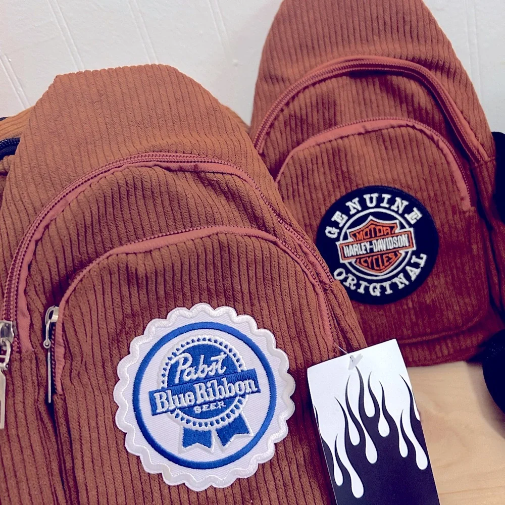 Beer 🍻 or Harley Davidson patched cross body - Picture 1 of 1